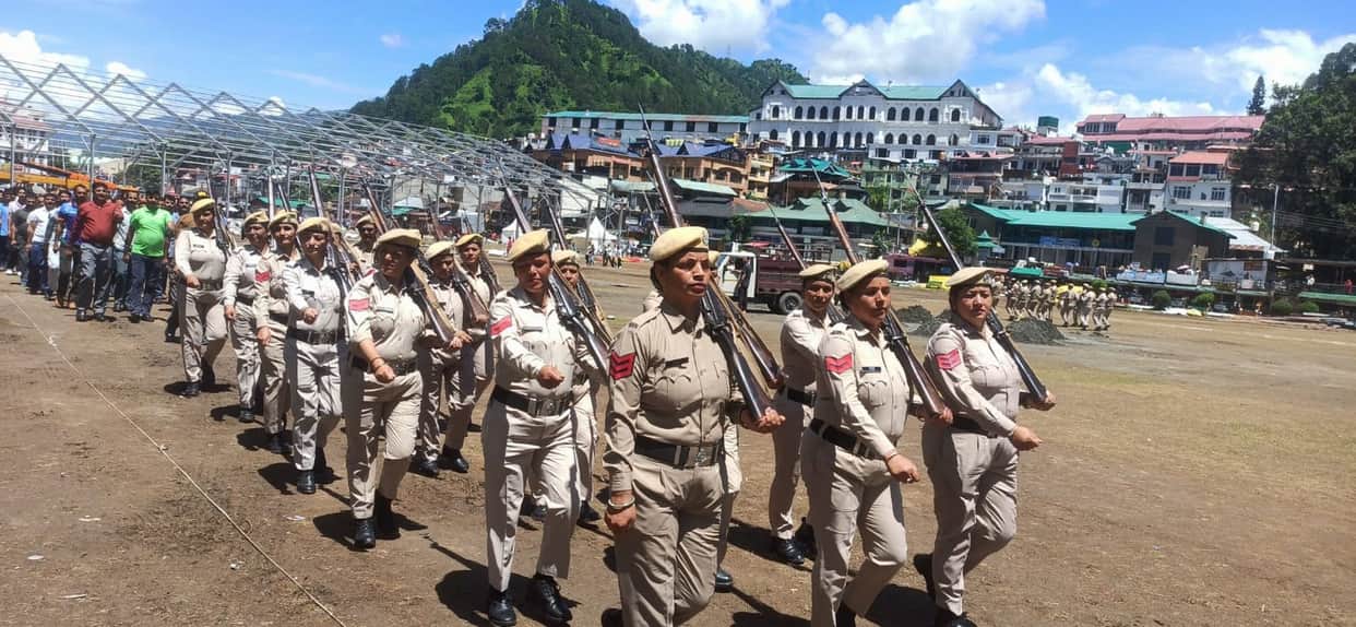 Soldiers practiced for the parade at the Chaughan.