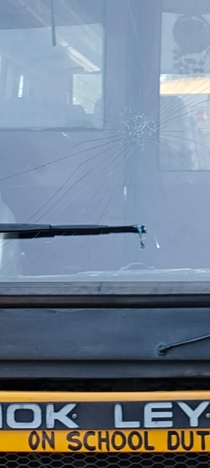 School bus carrying children vandalized