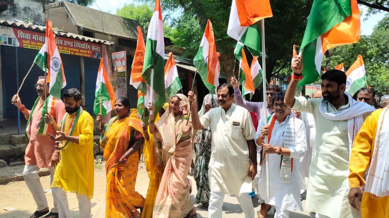 BJP members took out a Tiranga Yatra