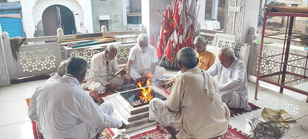 Havan performed at Daungda Ahir on Hariyali Pitra Amavasya.