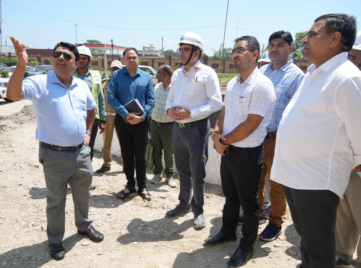 District Magistrate conducts site inspection of the AIIMS satellite centre under construction.
