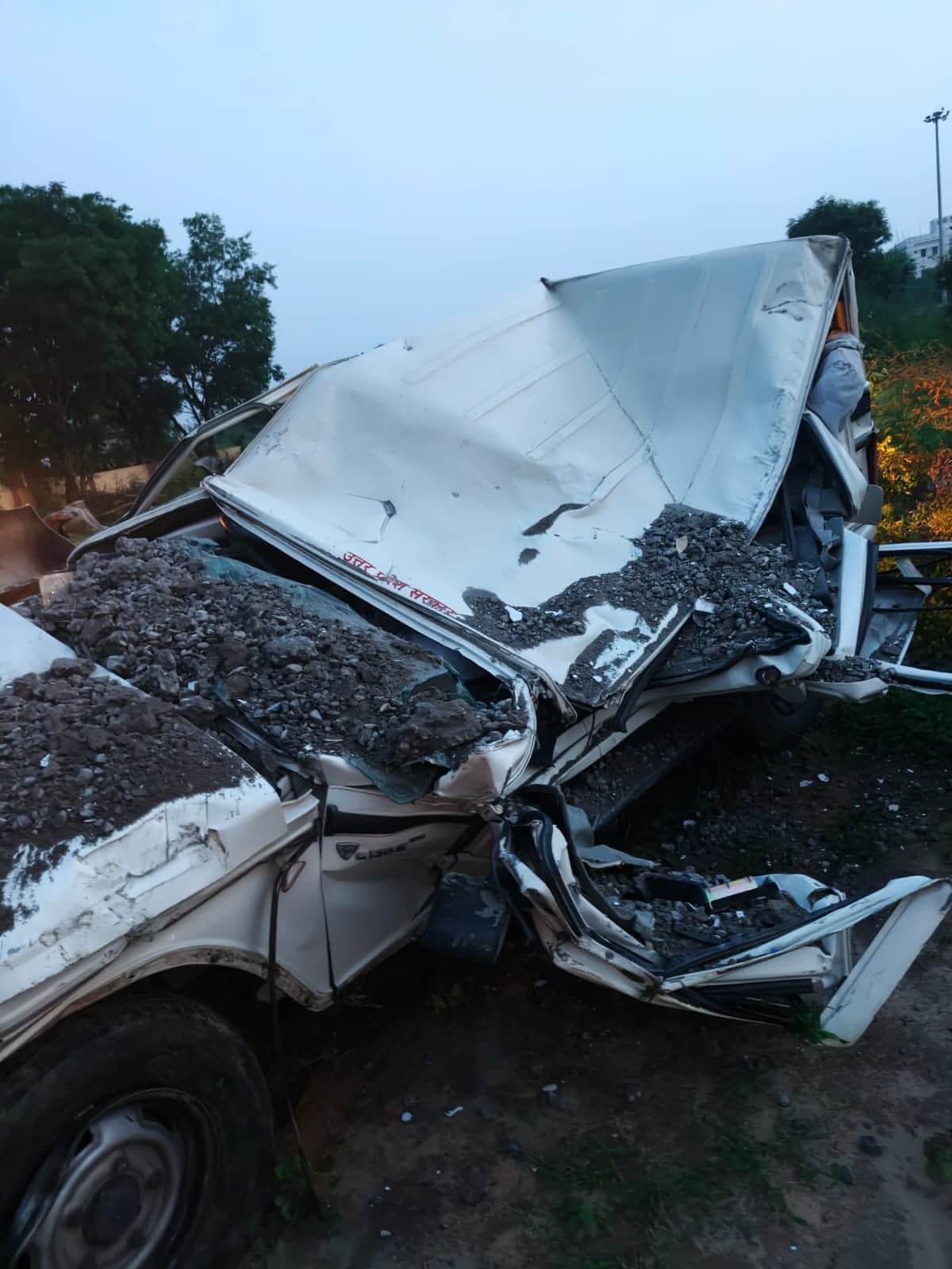 Roof of new Collectorate building collapses; car and bike damaged.
