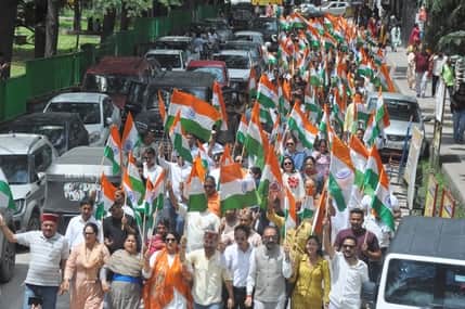 BJP took out a Tiranga Yatra in Kullu.
