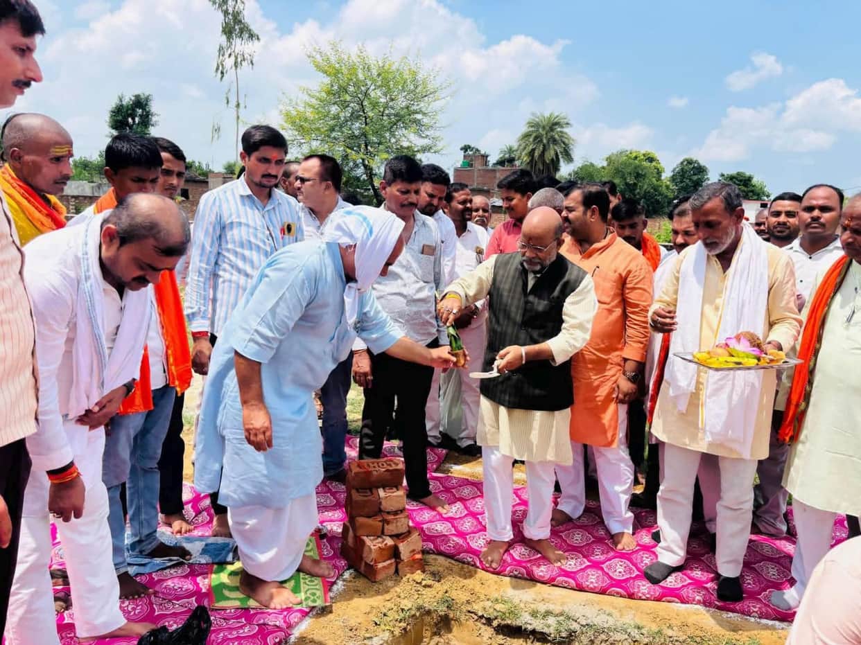 Foundation stone laid for guest house and beautification at Marimata Temple.