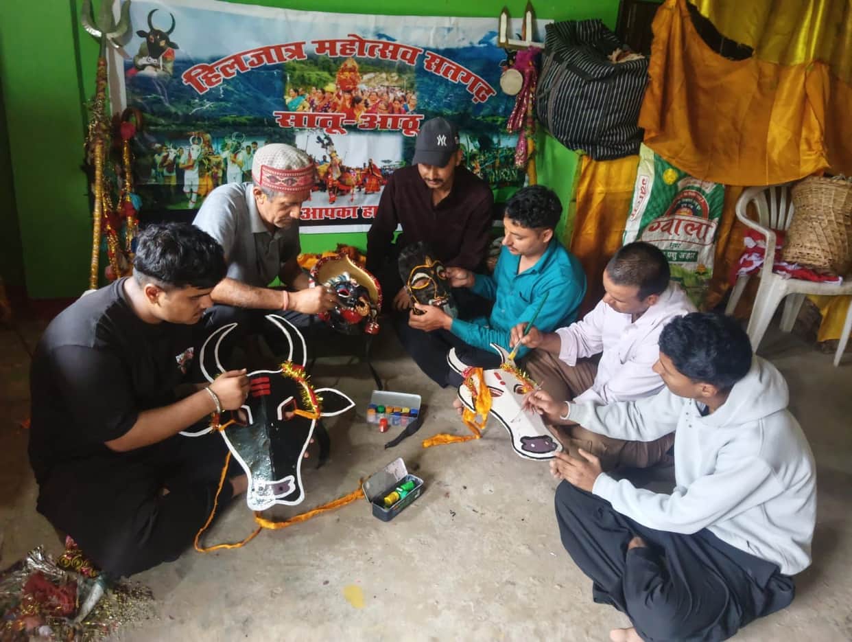 Masks being prepared for the Saatun-Aathun festival in Pithoragarh.