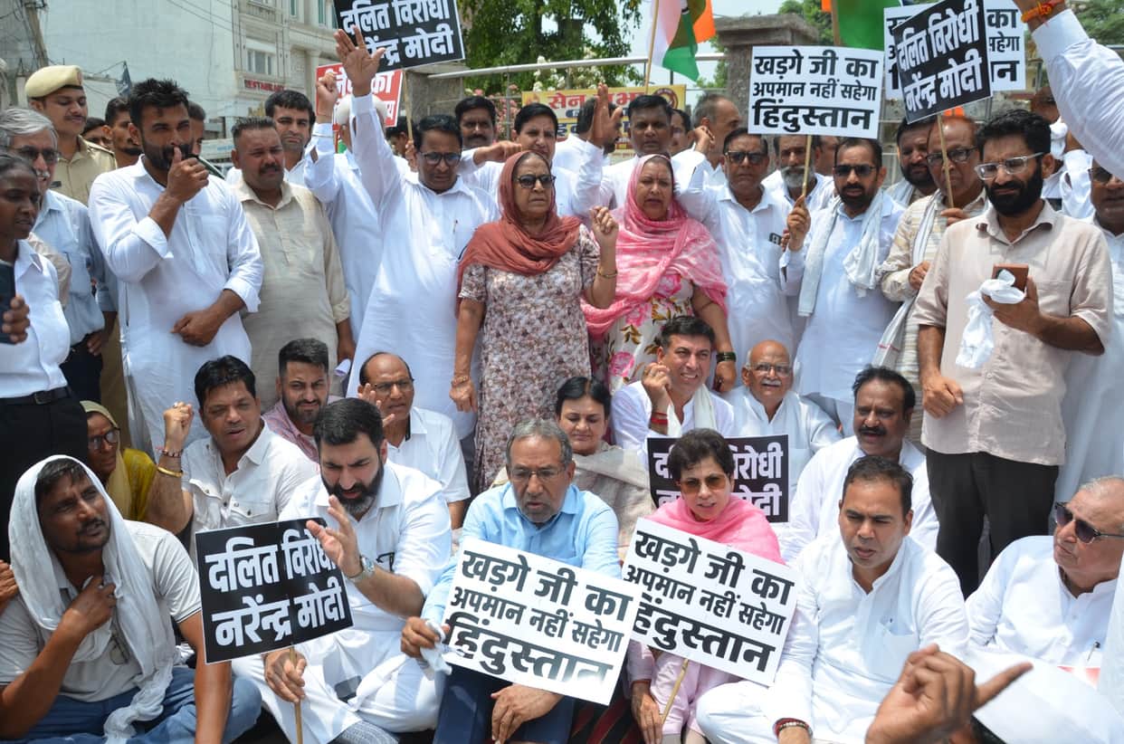 Congress outrage at Ambedkar Chowk, BJP cornered over alleged 'purification' of Kharge's stage, MP says - principles of equality were insulted