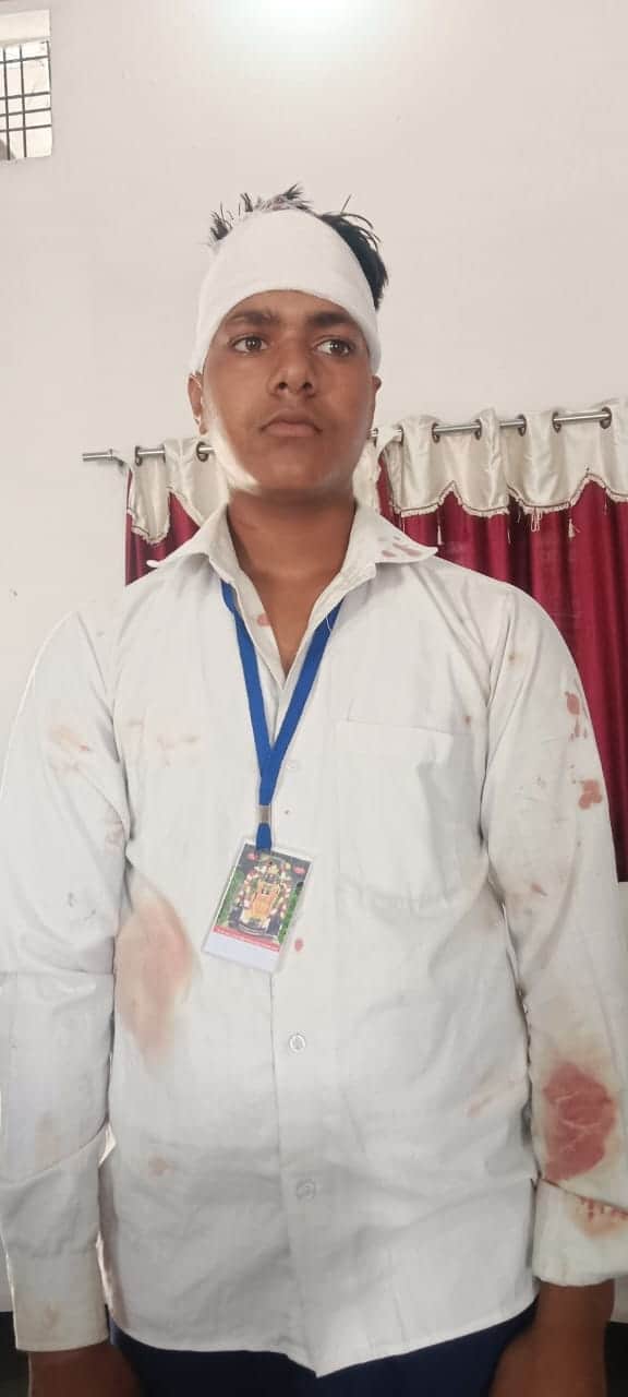 Class 9 student beaten and suffered a head injury after asking for way to pass.
