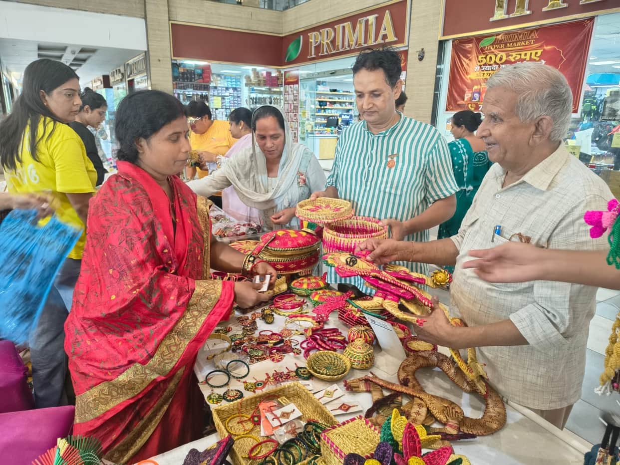 Women's handicrafts displayed at 35 stalls at the Rakhi fair.