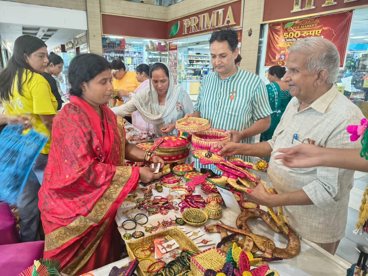 Women's handicrafts displayed at 35 stalls at the Rakhi fair.