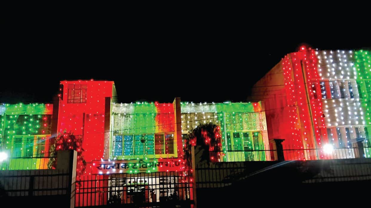 Government buildings bathed in Tricolour lights