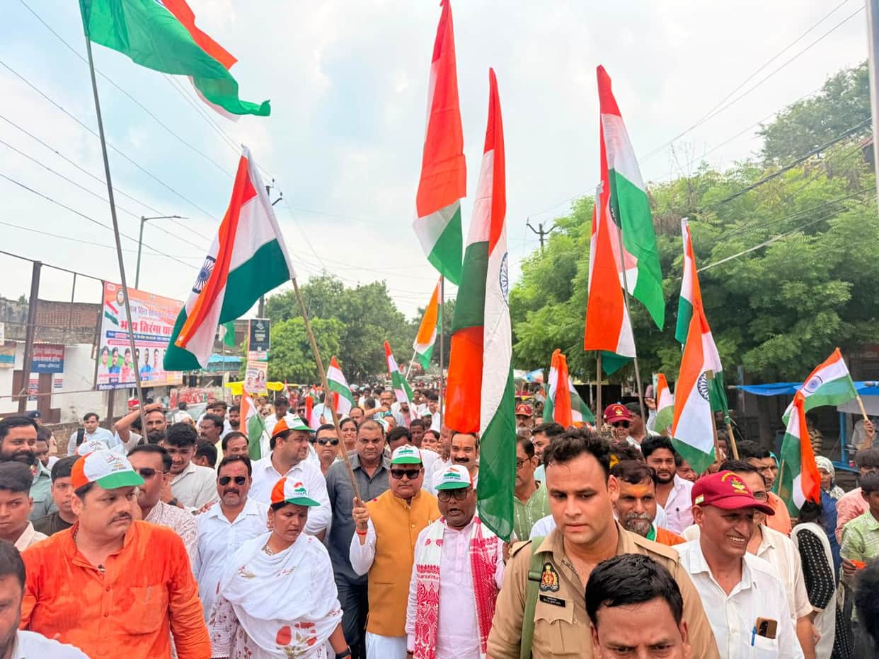 The Tricolour flies at every home; chants hailing Mother India resound on the streets during the rally.