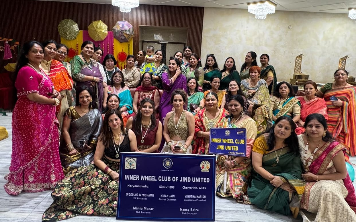 Women danced to folk songs at Jind United's Teej celebrations.