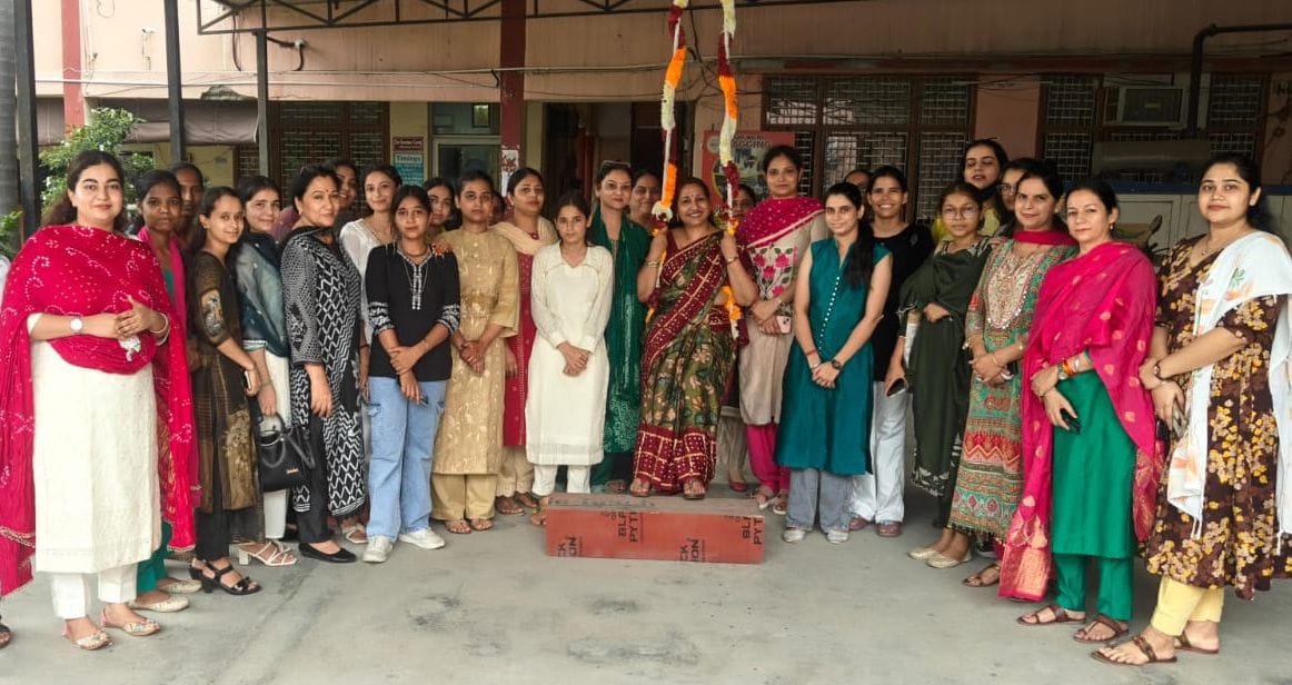 Teej festival celebrated by swinging on swings at the college.