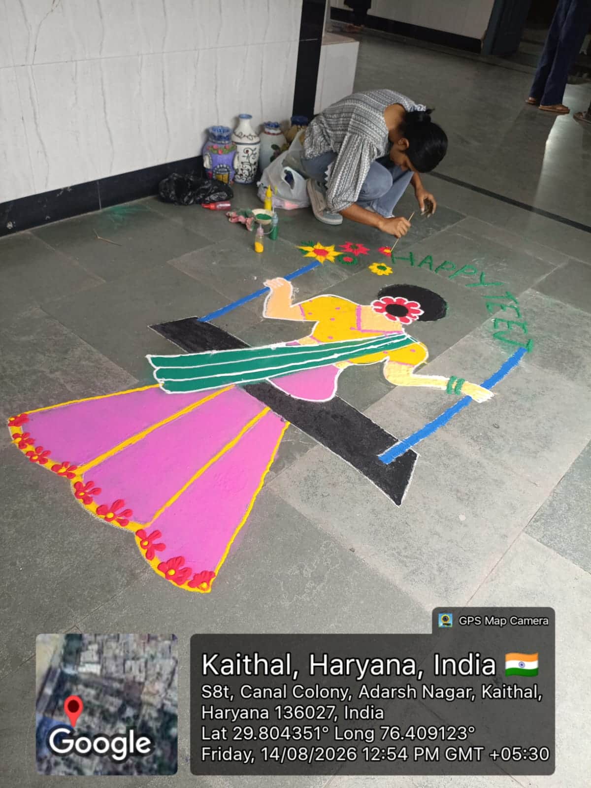 Komal secured first place in Mehendi, and Tamanna first place in Rangoli.
