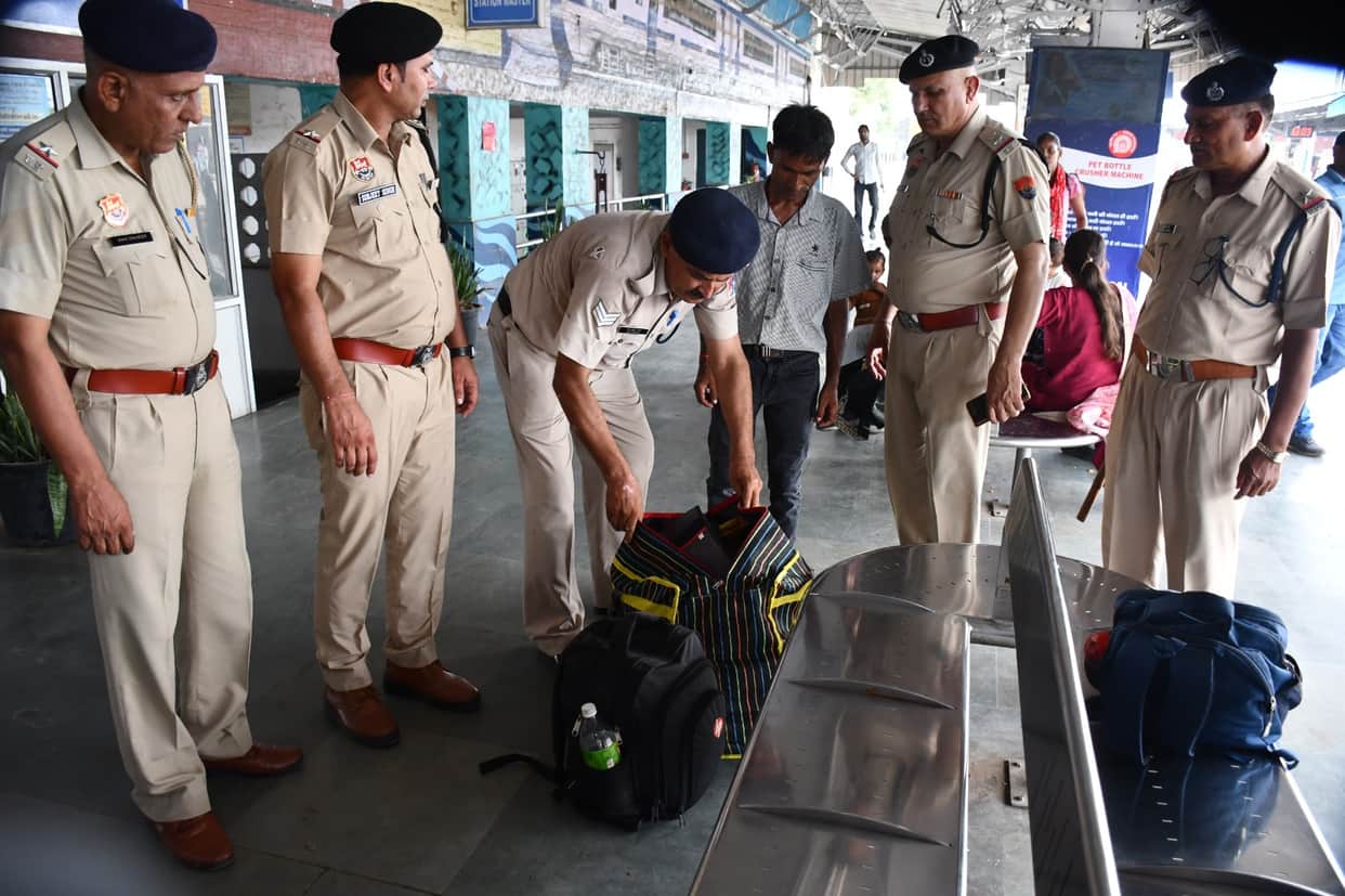 Security stepped up at railway station for Independence Day.