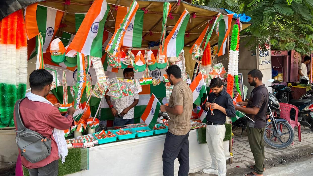 The fervor of Independence Day celebrations... the district bathed in the colors of the Tricolour.