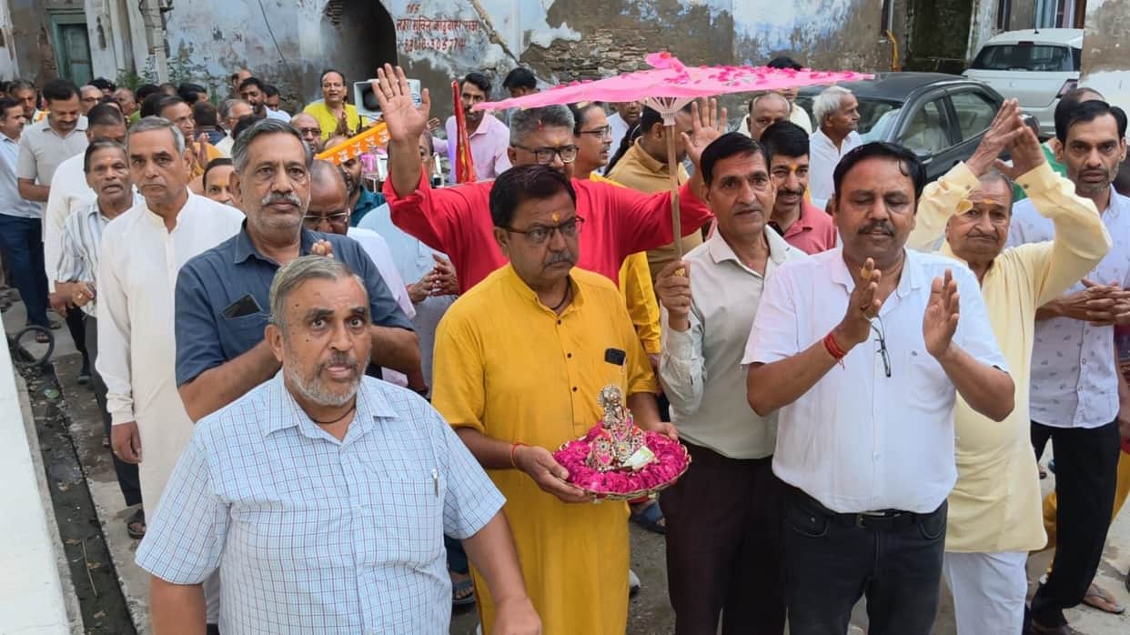 The city streets echoed with chants of "Radhe-Radhe."