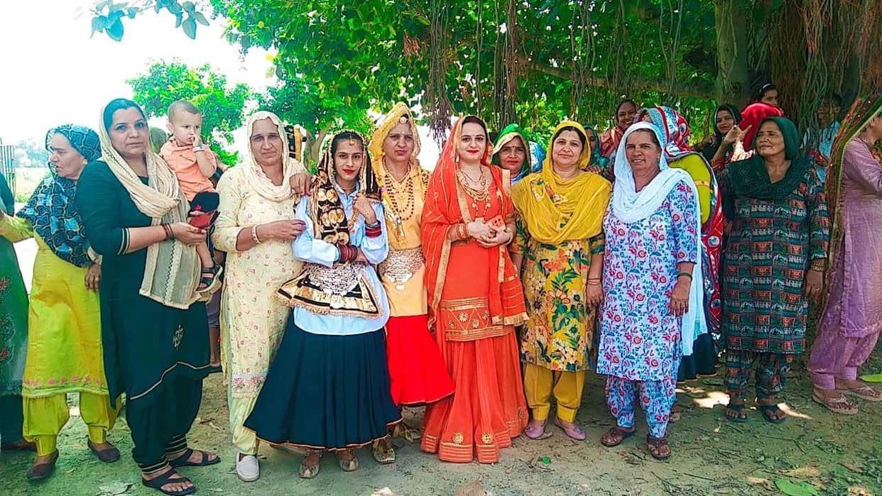 Women enjoyed swinging on the swings at Mato Bhaini.