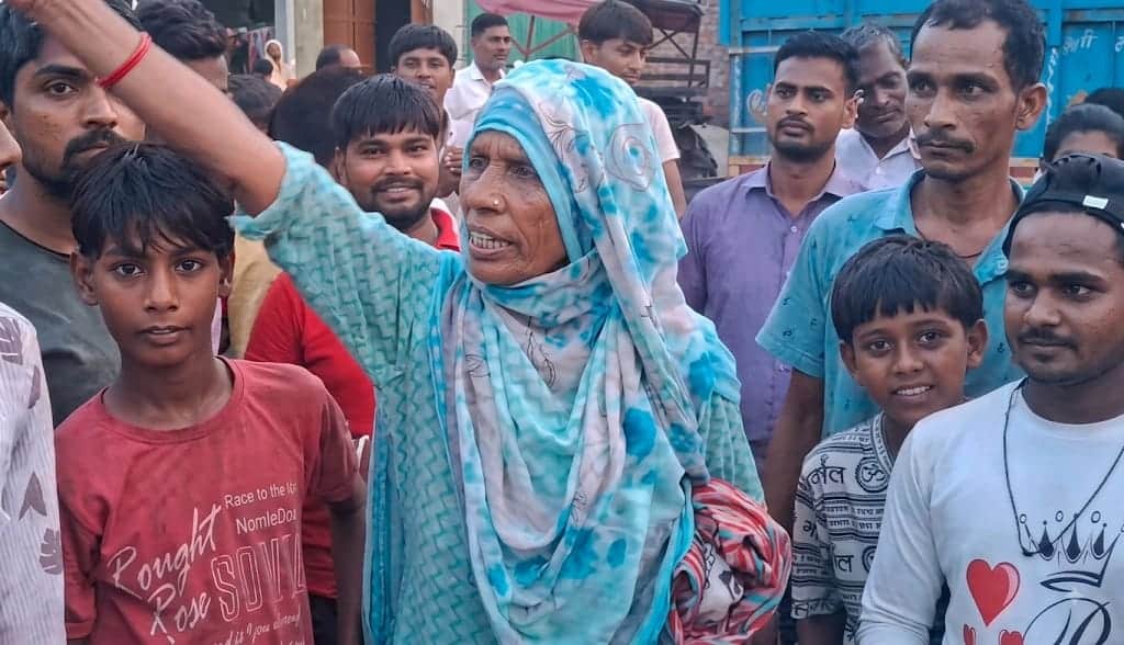 Villagers protest against overloaded vehicles, block the road.