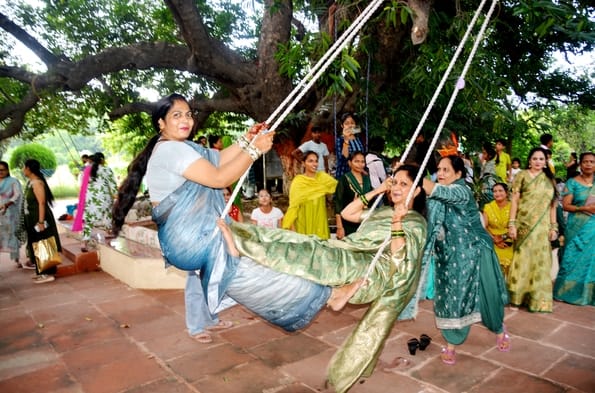 The joys of the monsoon season have arrived; friends, swing freely and celebrate the Teej festival with songs.
