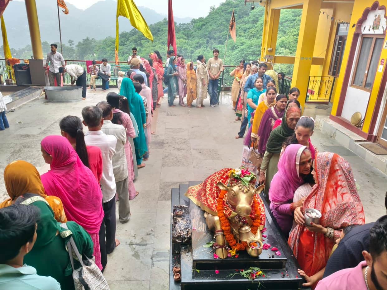 Chants hailing Bholenath echoed within the Shiv Tandav Cave;