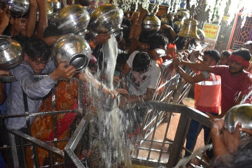 Queues have formed at Bhole's shrine since midnight