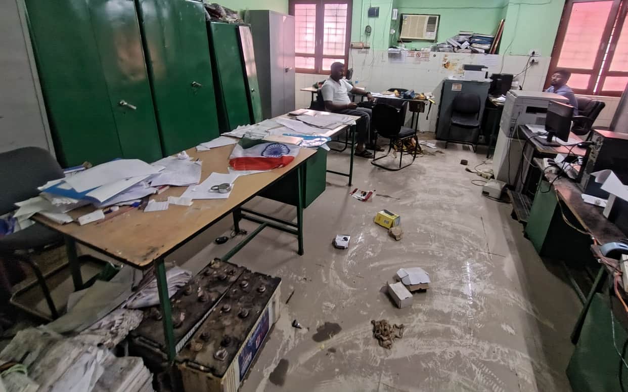 Water drained using a pump set; filth and stench at the CHC