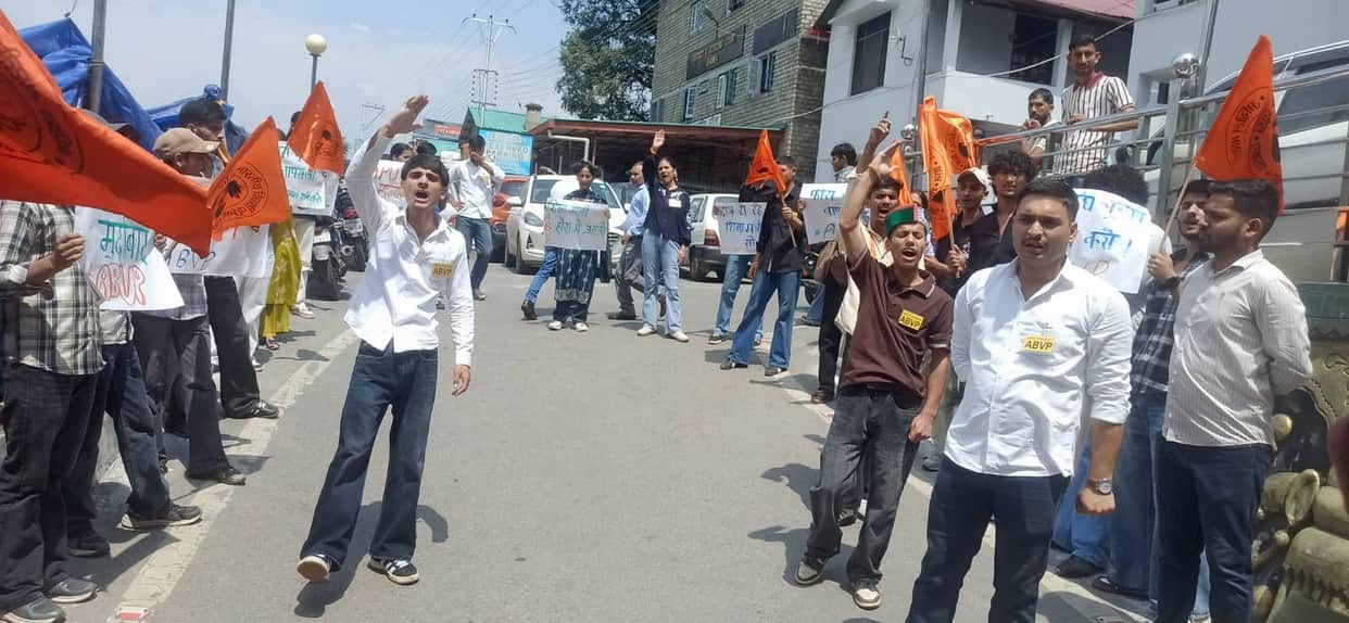 ABVP activists raised their voices in protest against the fee hike.