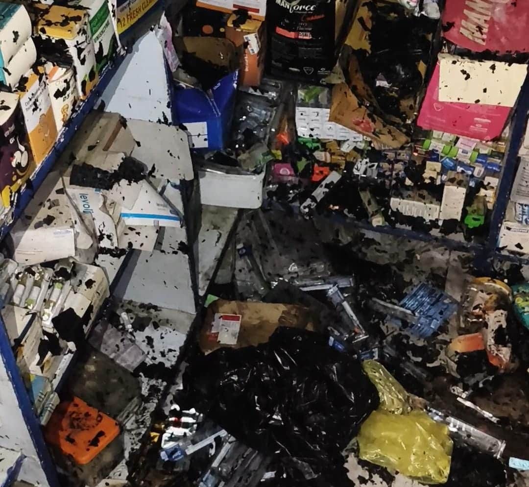 A short circuit caused a fire in a medical store, burning medicines and goods worth lakhs.