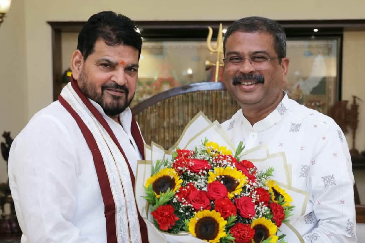 Brijbhushan Sharan met Amit Shah and Dharmendra Pradhan