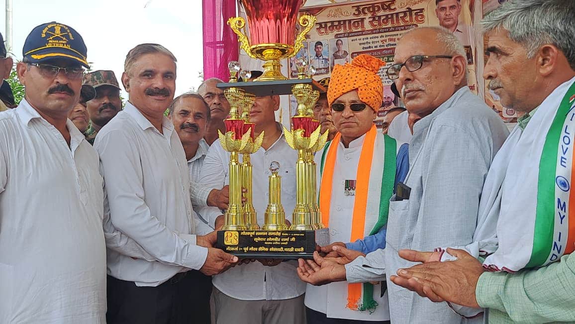Grand felicitation of Subedar Somveer Sharma, recipient of the Army Commander's Achiever Award