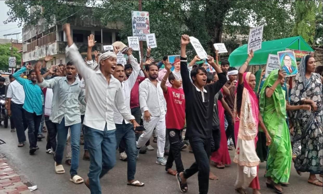 Parents took out a procession and staged a sit-in, demanding the principal's suspension.