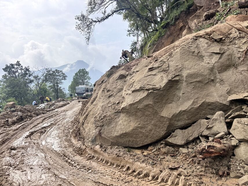 Landslide poses a threat to Dev Kasla Temple.