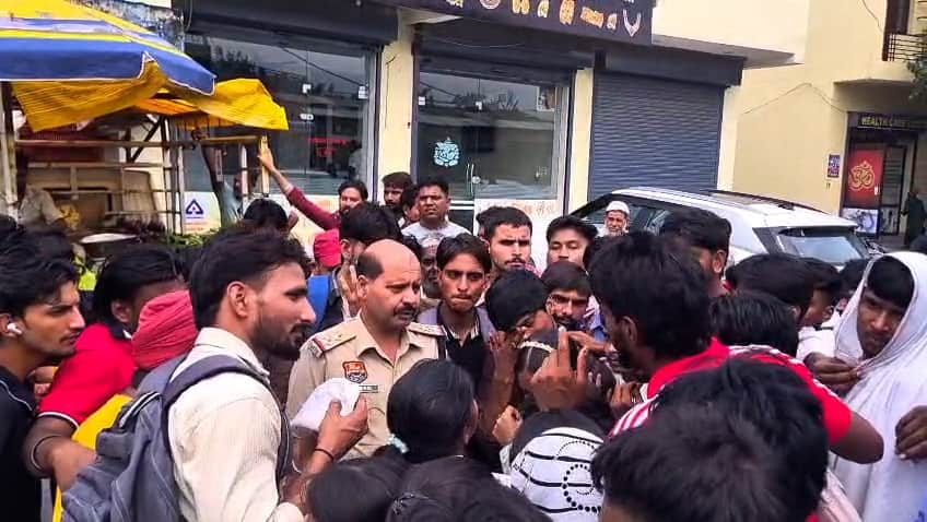 Students, upset over the suspension of bus services, blocked the road at Ledi Chowk for two hours