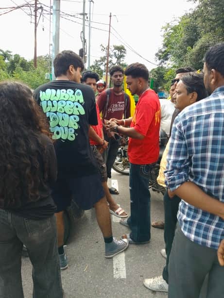 Collision between a bike and a car in Sidhbari