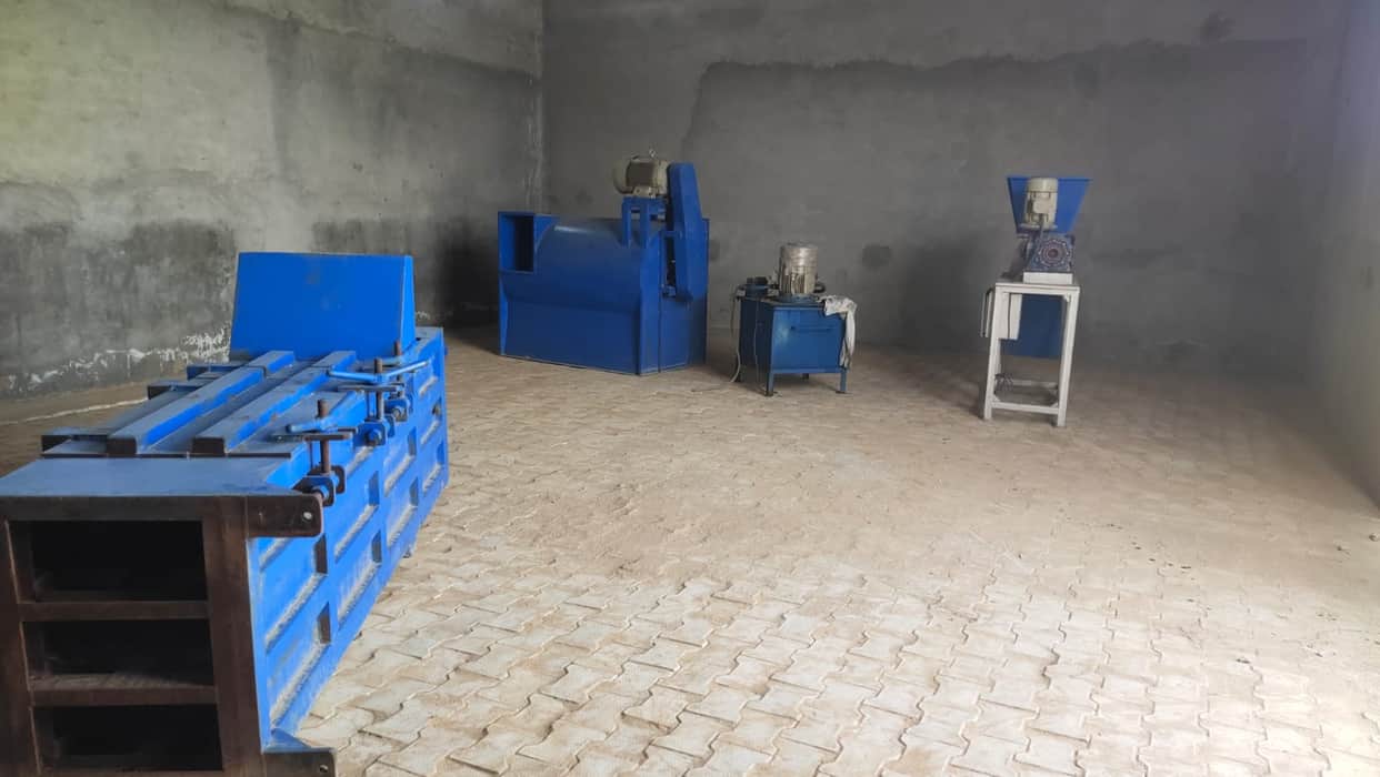 Machine for producing granules from polythene installed at Dhand.