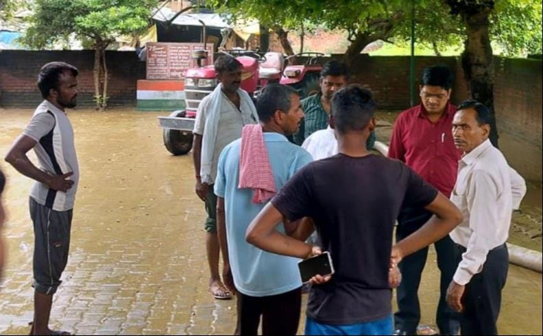 Students took the exam while sitting on the floor of the village secretariat.