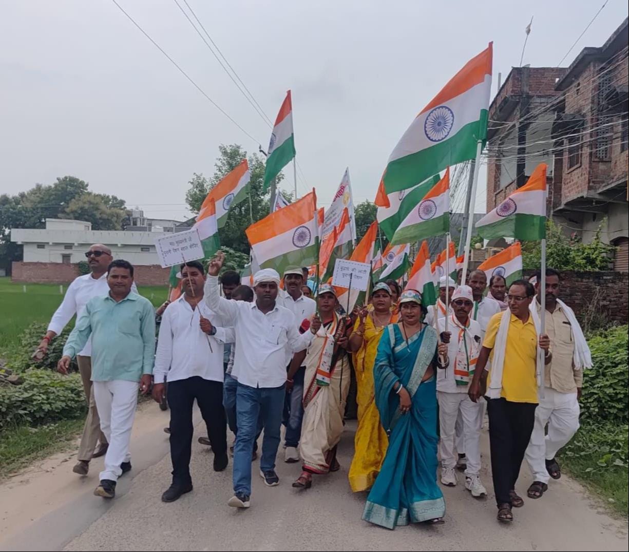 'Tiranga Pad Yatra' taken out to demand restoration of the old pension scheme.