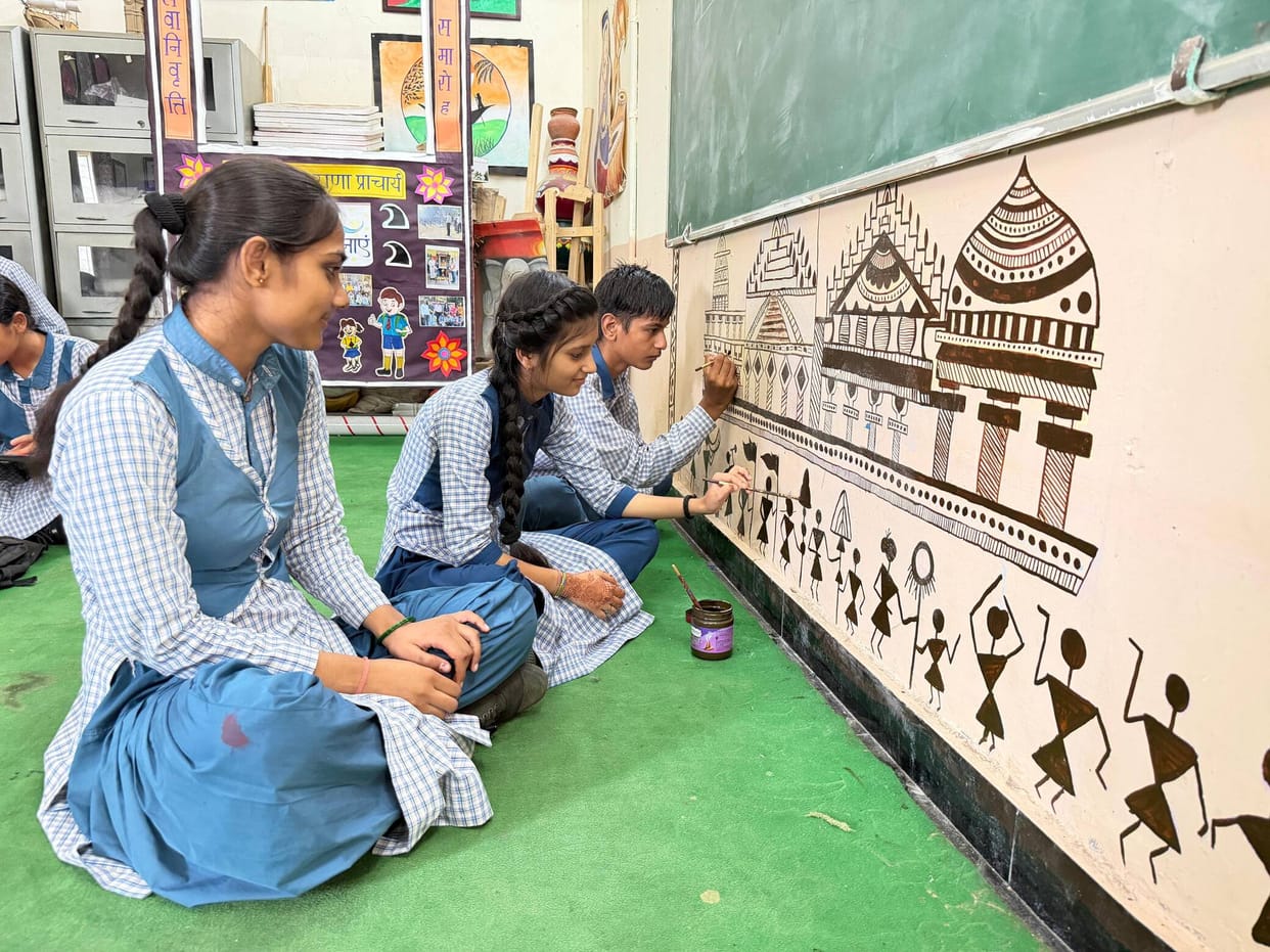 Folk art and culture depicted in murals