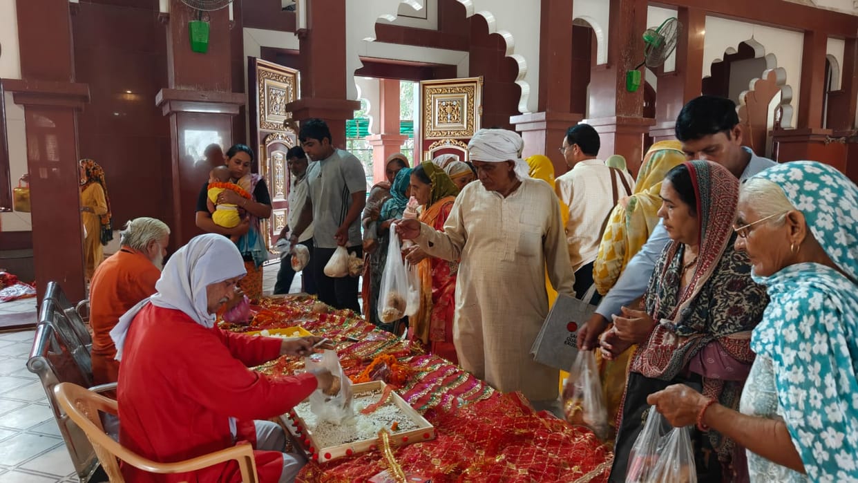 Devotees paid their obeisance at the Mother's shrine.