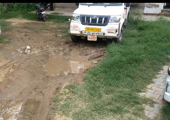 Drinking water line leaks at bus station, water tanker stuck in mud