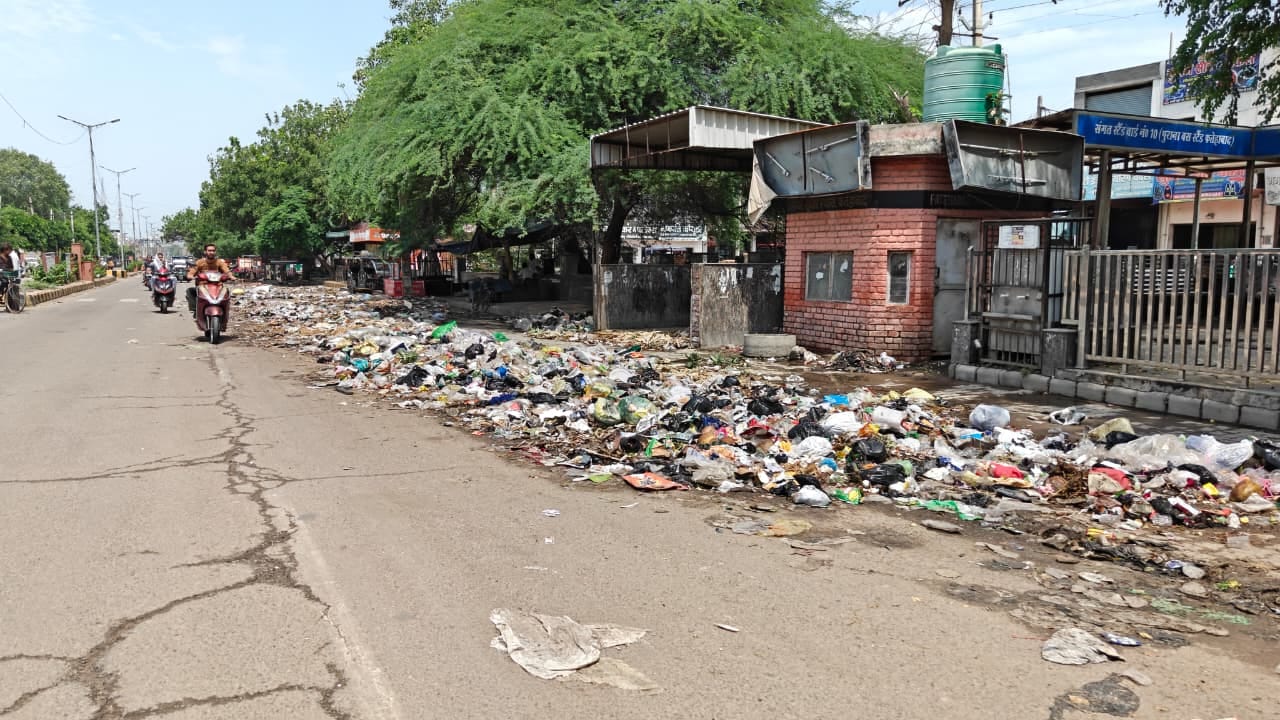 फतेहाबाद। शहर के पंचायत भवन के पास लगा कूड़े का ढेर। संवाद