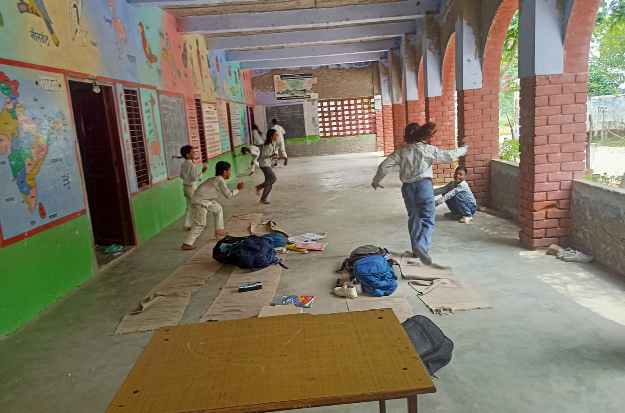 Teachers busy with SIR work; students leave their schoolbags behind and busy themselves with having fun.