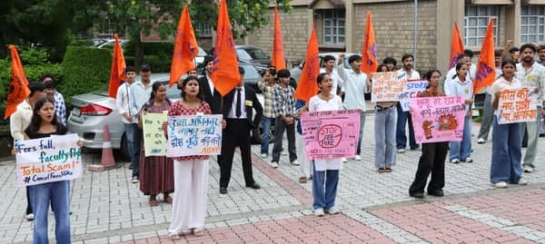 ABVP protests against fee hike.