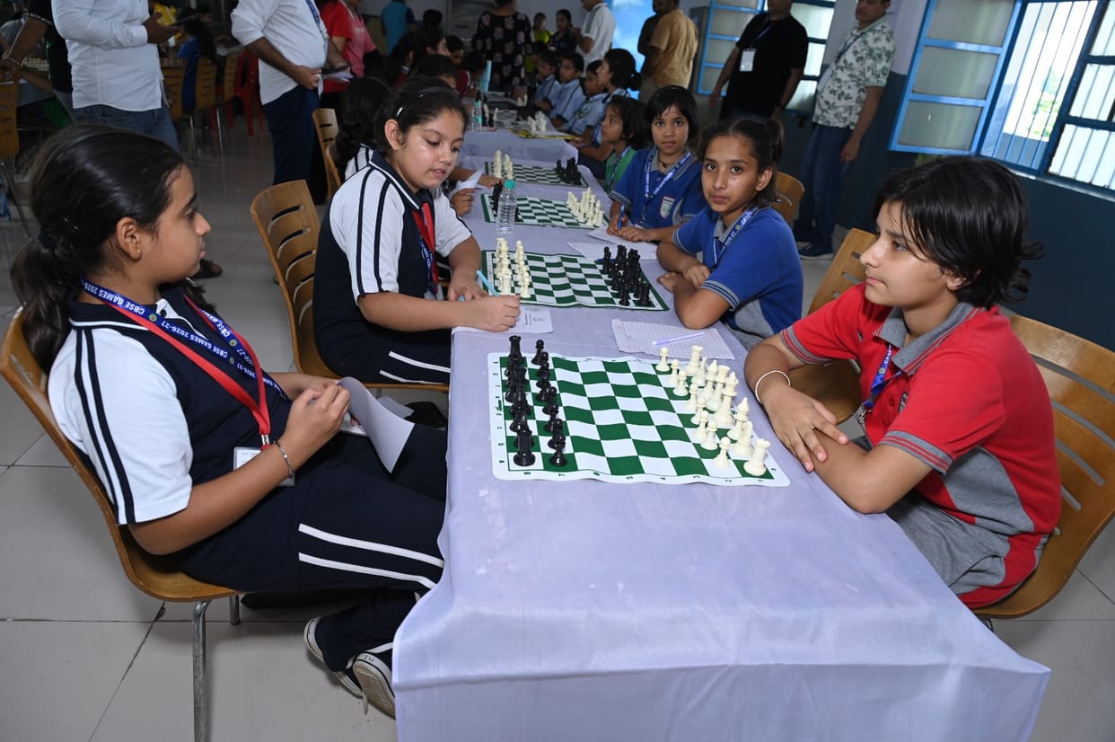 Girl students displayed their prowess at the CBSE Cluster Chess Competition.