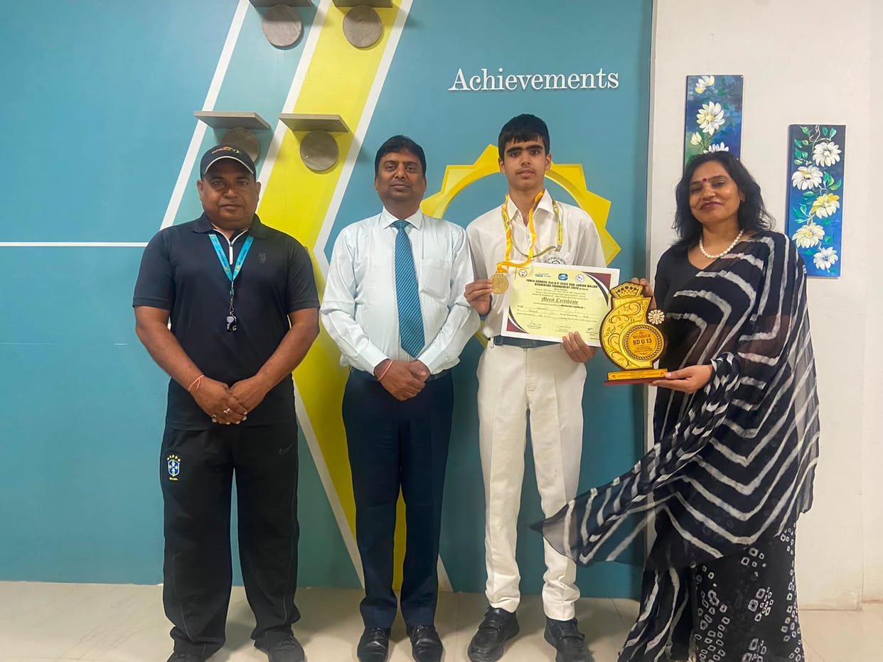 Vedansh secures first place in the state-level badminton competition.