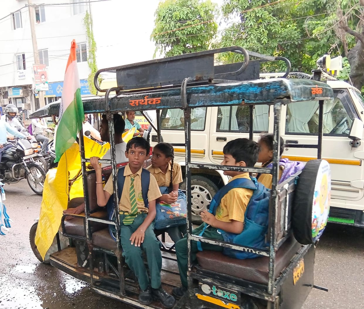 Compromising safety: Vehicles ferrying school children beyond capacity.