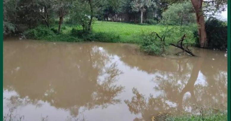 High-tension line pole hit by floods; power supply to 77 villages cut off.