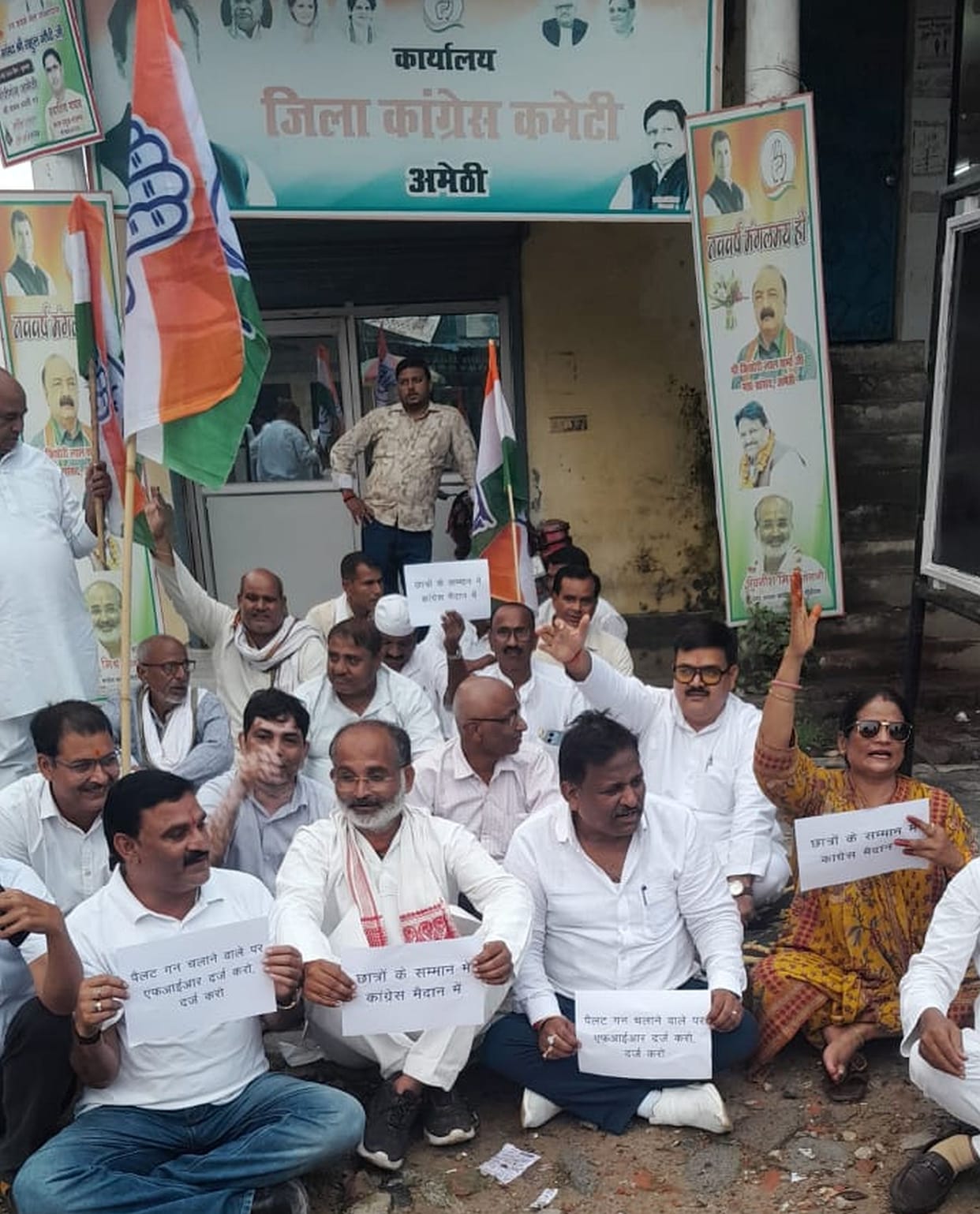 Sit-in protest against the use of pellet guns on students.