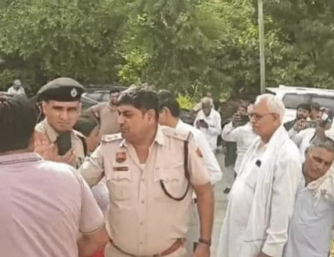 Uproar by women outside the MLA's office.